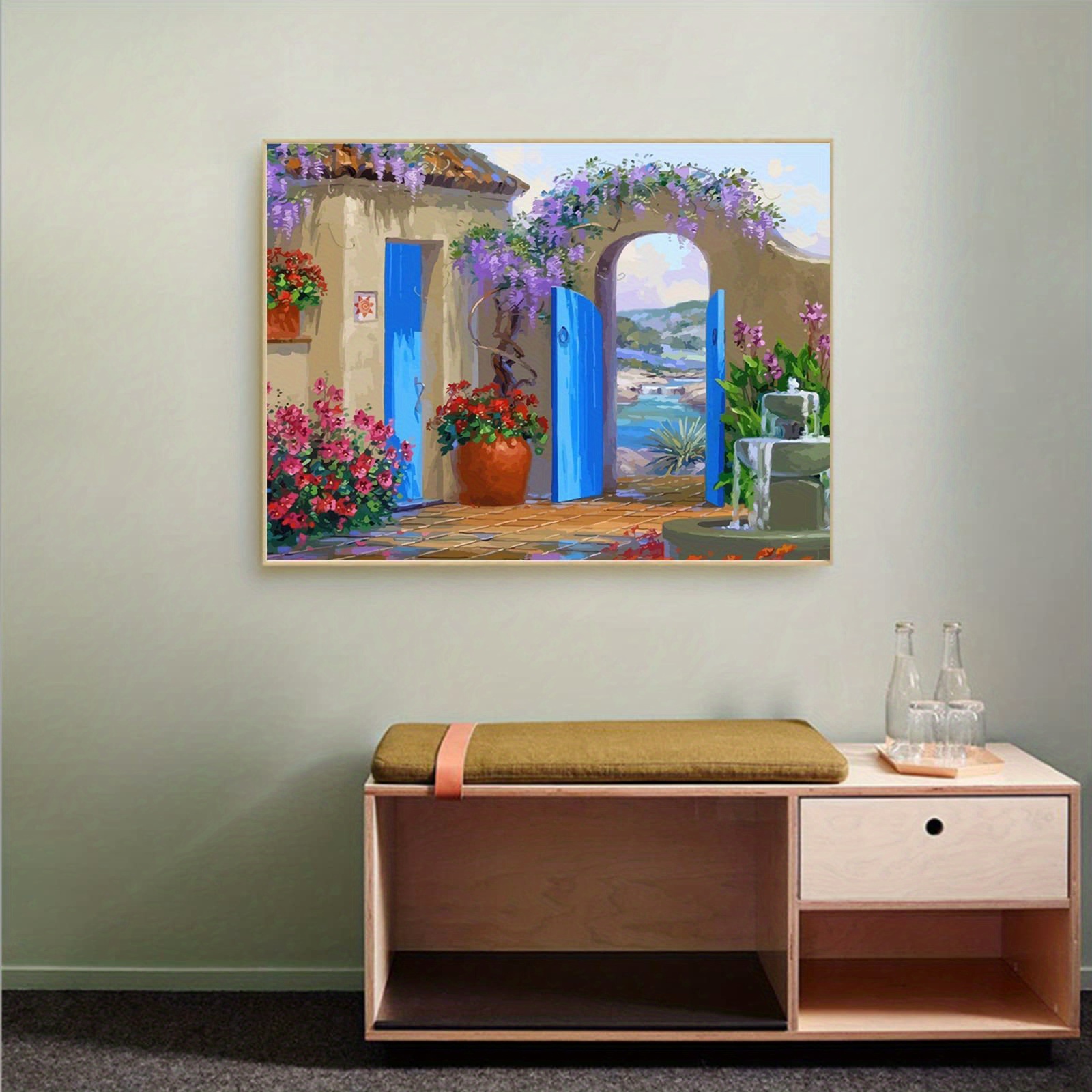 1pc Oil Painting Mediterranean Island Garden Oil Painting Set For Home ...