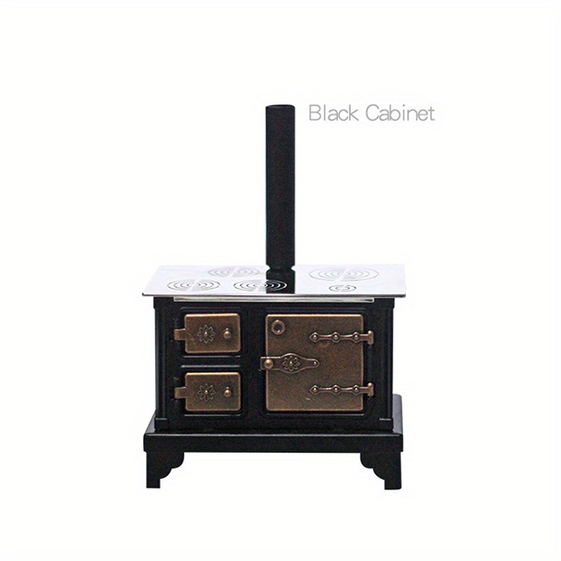  Black Mini Wood Cook Stove Set - 12 Inches Long With  Accessories : Toys & Games