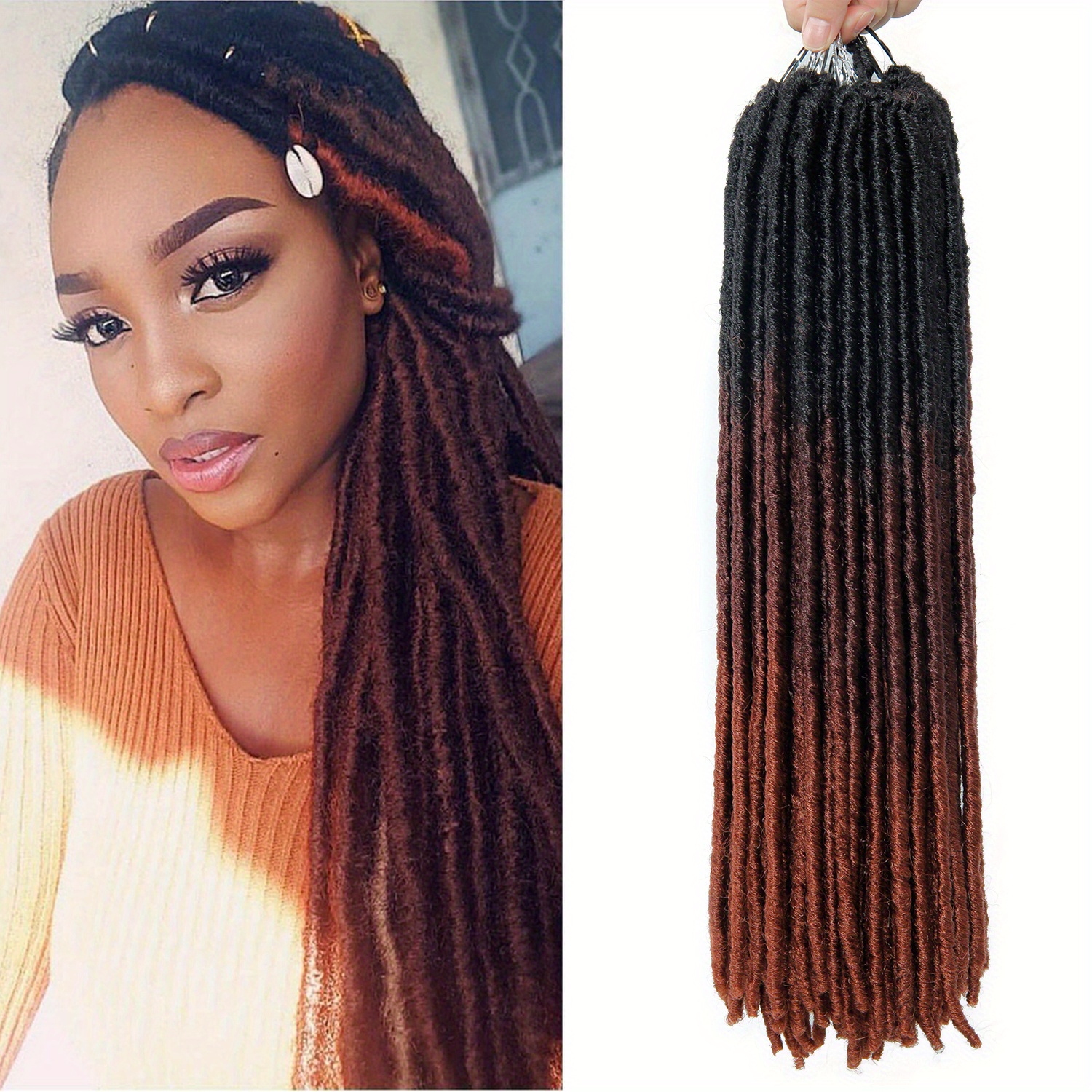 Dreadlocks Crochet Hair Extensions Afro Handmade Crochet Braids Synthetic  Crochet Braiding Hair For Women And Men Ombre Brown - Hair Candy Beauty