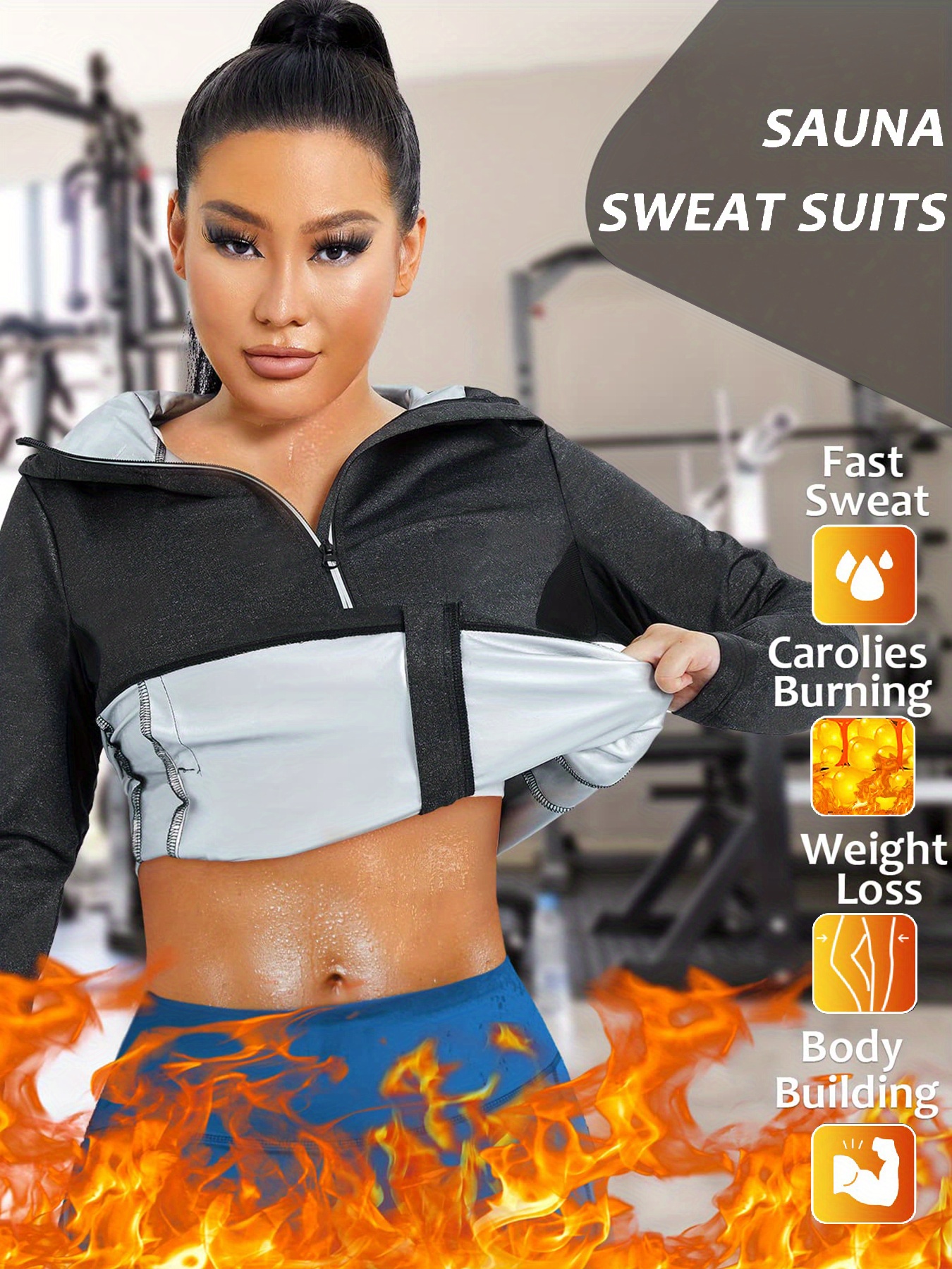 HOTSUIT Saunaanzug Für Frauen,sauna-übung Gymnastik Fitness, Anti-mit Kapuze Gew
