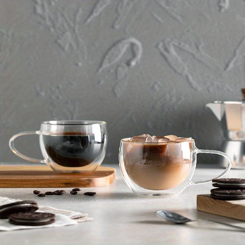 Glass Coffee Cups Set Double Wall Insulated Glass Mugs Set - Temu