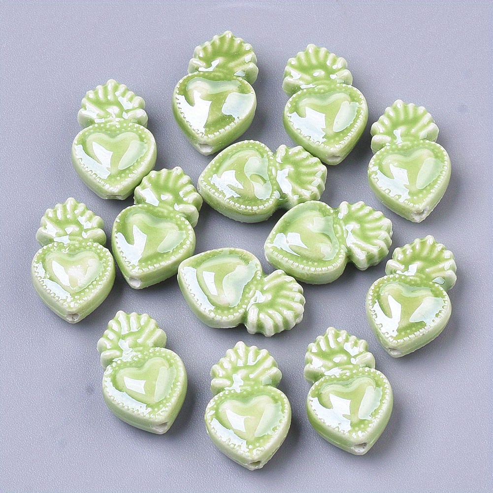 10/20pcs Handmade Porcelain Heart Shape Beads for DIY Jewellery Making