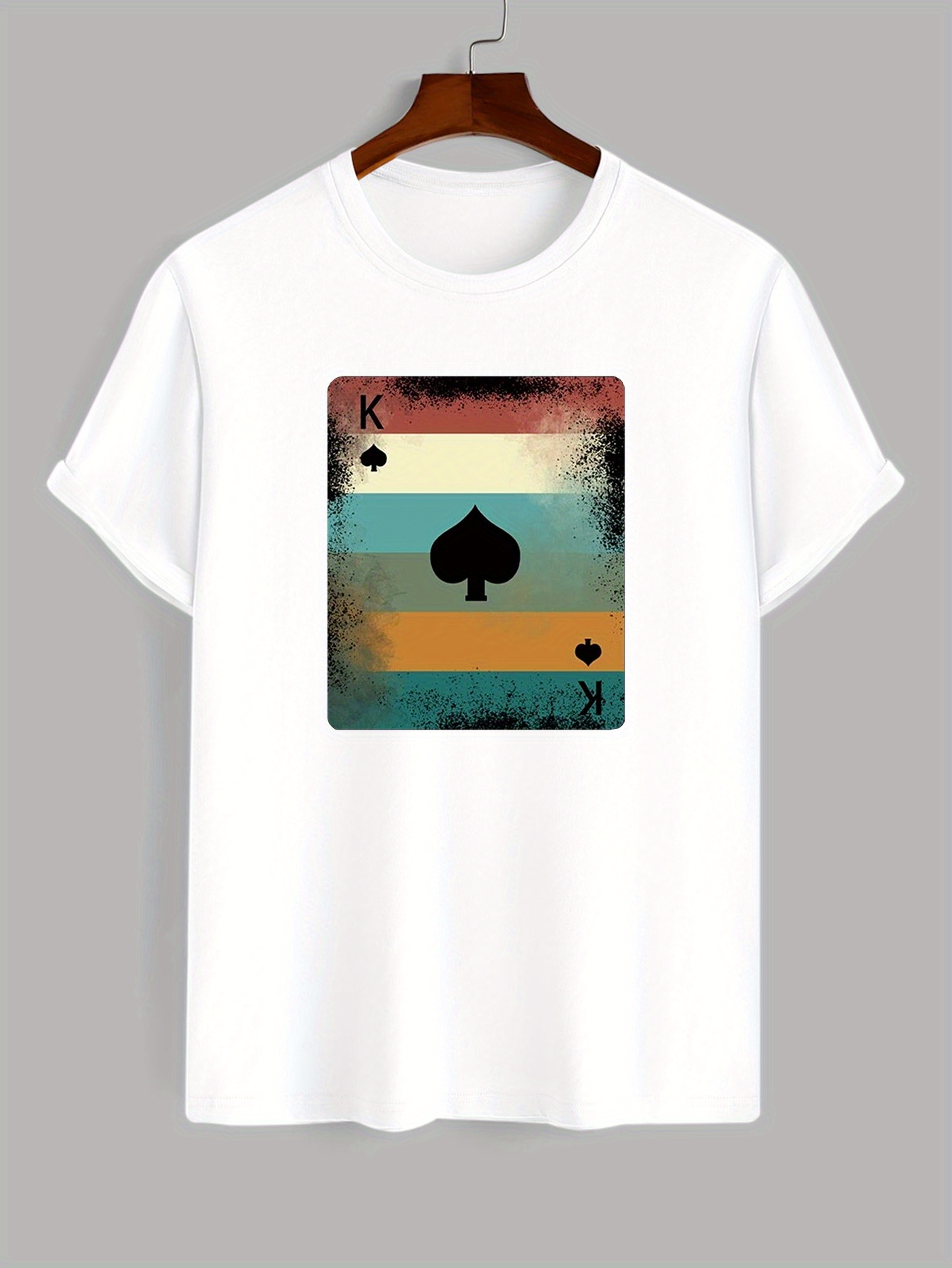 King Of Spades Card Men's Casual Cotton Slightly Stretch Temu