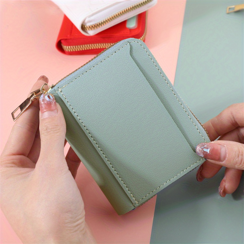 Women's Simple Short Wallet, Zipper Around Clutch Coin Purse