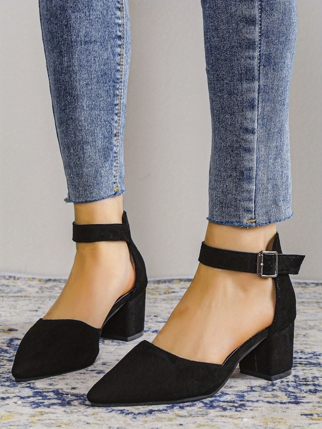 pointed toe chunky heels with ankle strap