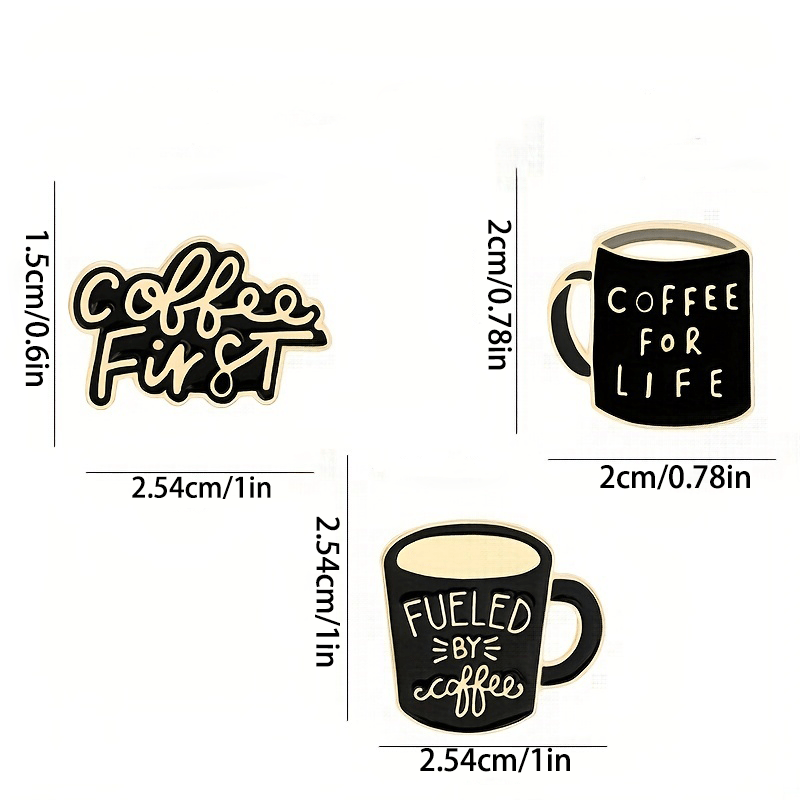 Cute Coffee Cup Brooch - Creative Cartoon English Letter Pin For