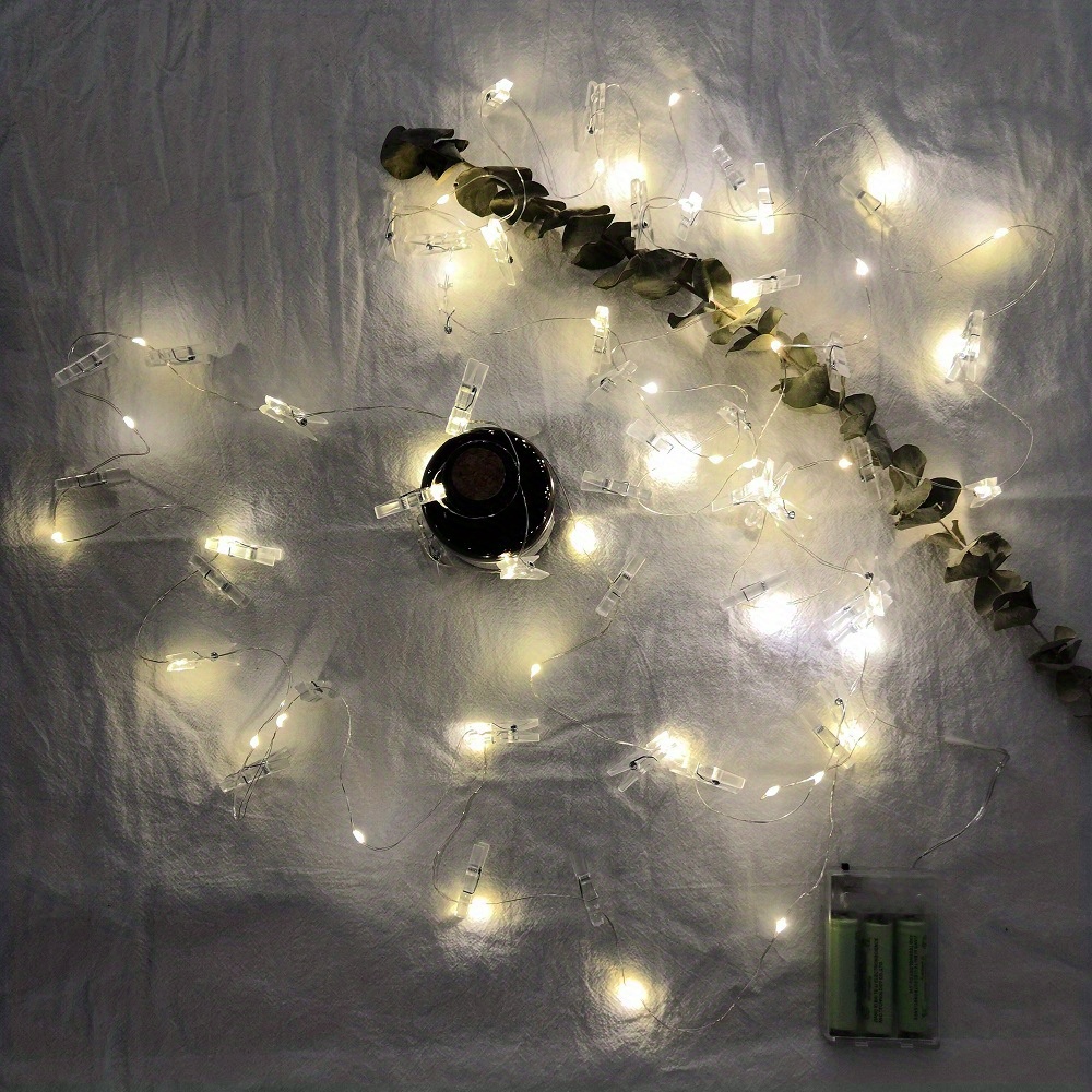 Guirlande lumineuse à pince photo,alimentée par USB ou à  piles,10m,100LED,avec télécommande,8modes,décoration pour  intérieur,chambre,mariage,fête,Noël (50 clips et 25 clous,lumière chaude) :  : Bricolage
