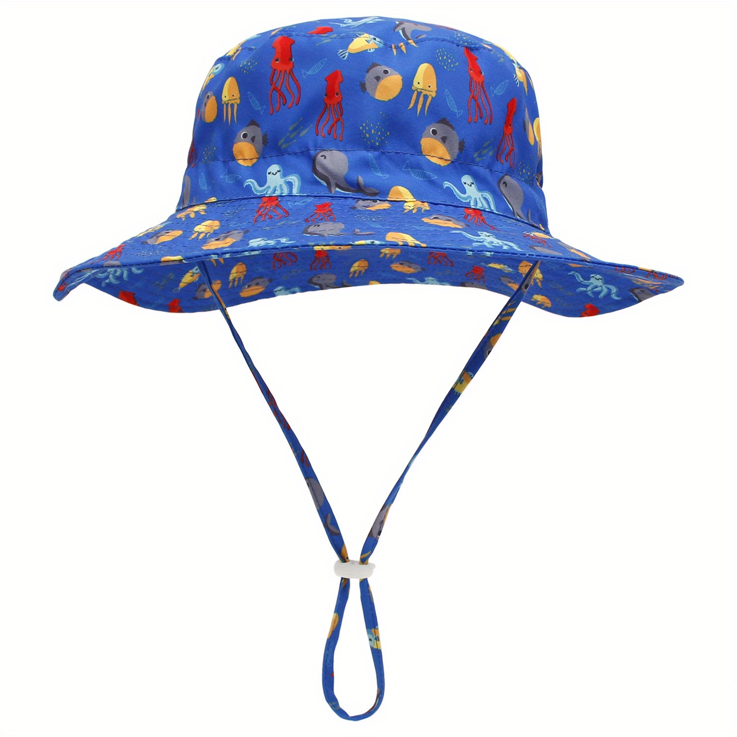 Boys and Girls Cute Cartoon Pattern Fisherman's Hat, Breathable Drawstrings Wide Brim Sun Protection Bucket Hat for Outdoor Traveling Beach Party