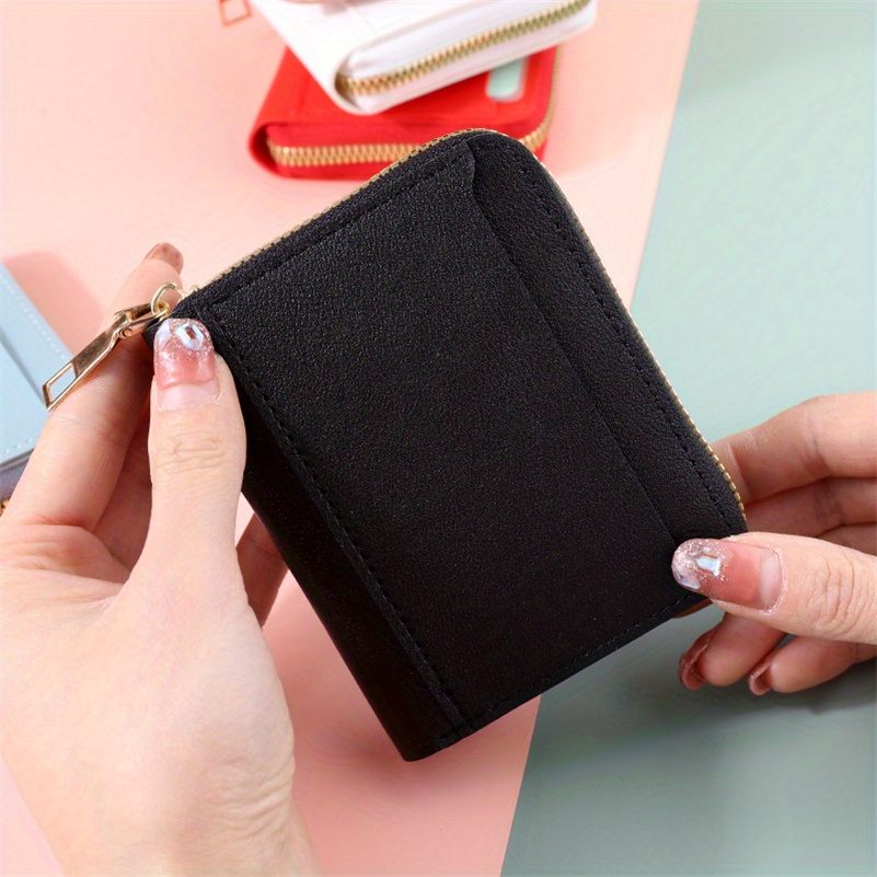 Mini Minimalist Credit Car Case, Zipper Around Coin Purse, Clutch Faux  Leather Wallet - Temu Japan