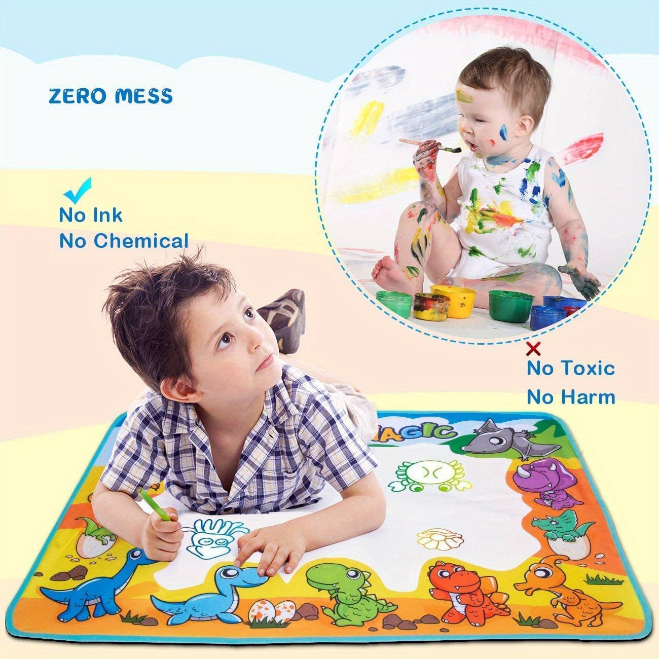 Dinosaur Learning Toy: Water Doodle Mat For Kids Ages 3 8 - Temu