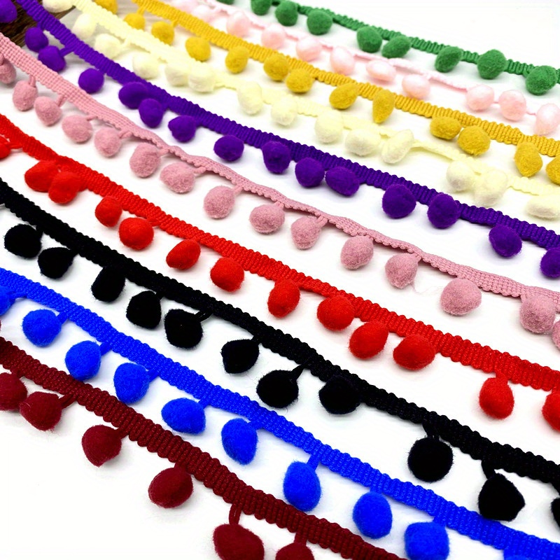 5Yards/lot Pompom Trim Rainbow Pom Pom Ribbon Lace Multicoloured