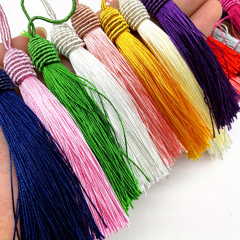 Borlas colgantes de hilo de seda con flecos para llaves, borlas decorativas  para joyería, bricolaje, tarjetas, cortinas, ropa, 13CM, 32 Uds.