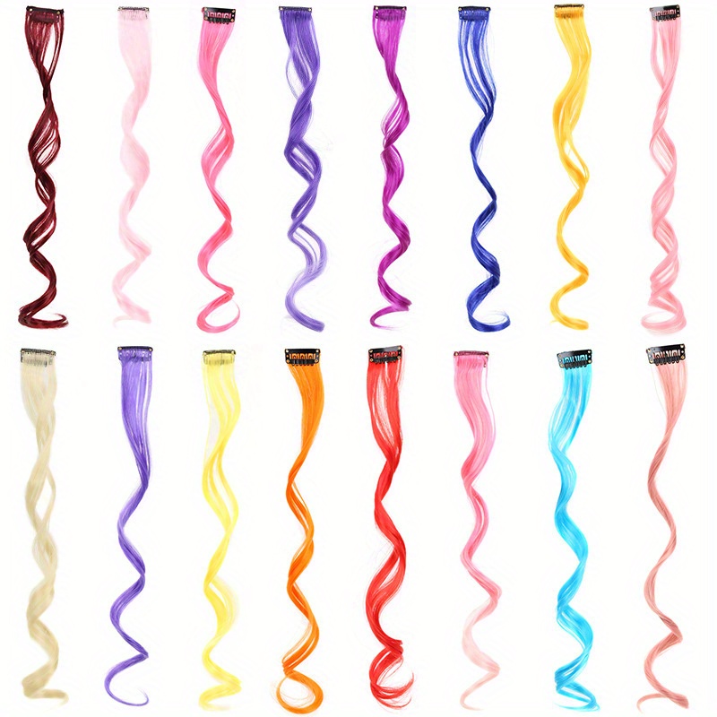 FRCOLOR 3pcs Wig Hairpin Hair Extensions for Kids Curly Clip in Hair  Extensions Colorful Hair Extensions Clip on Hair Crazy Hair Day Curly Hair