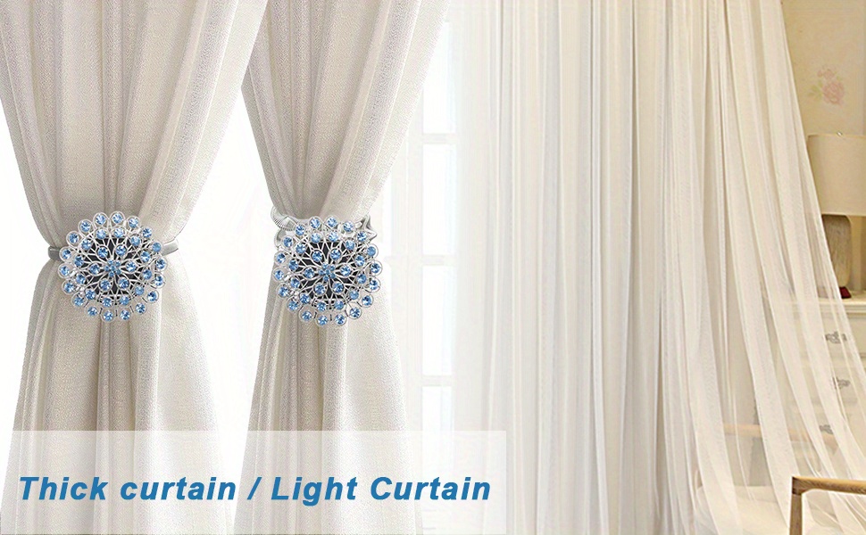 Magnetic Tieback Curtains Sparkling Crystal Flower Curtain - Temu