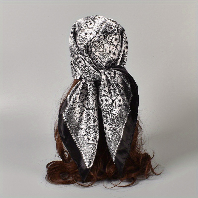 27 55 Chain Belt Print Square Scarf Satin Bohemia Imitation Silk Scarf Bandana  Women Headscarf Simple Neckerchief, Shop On Temu And start Saving