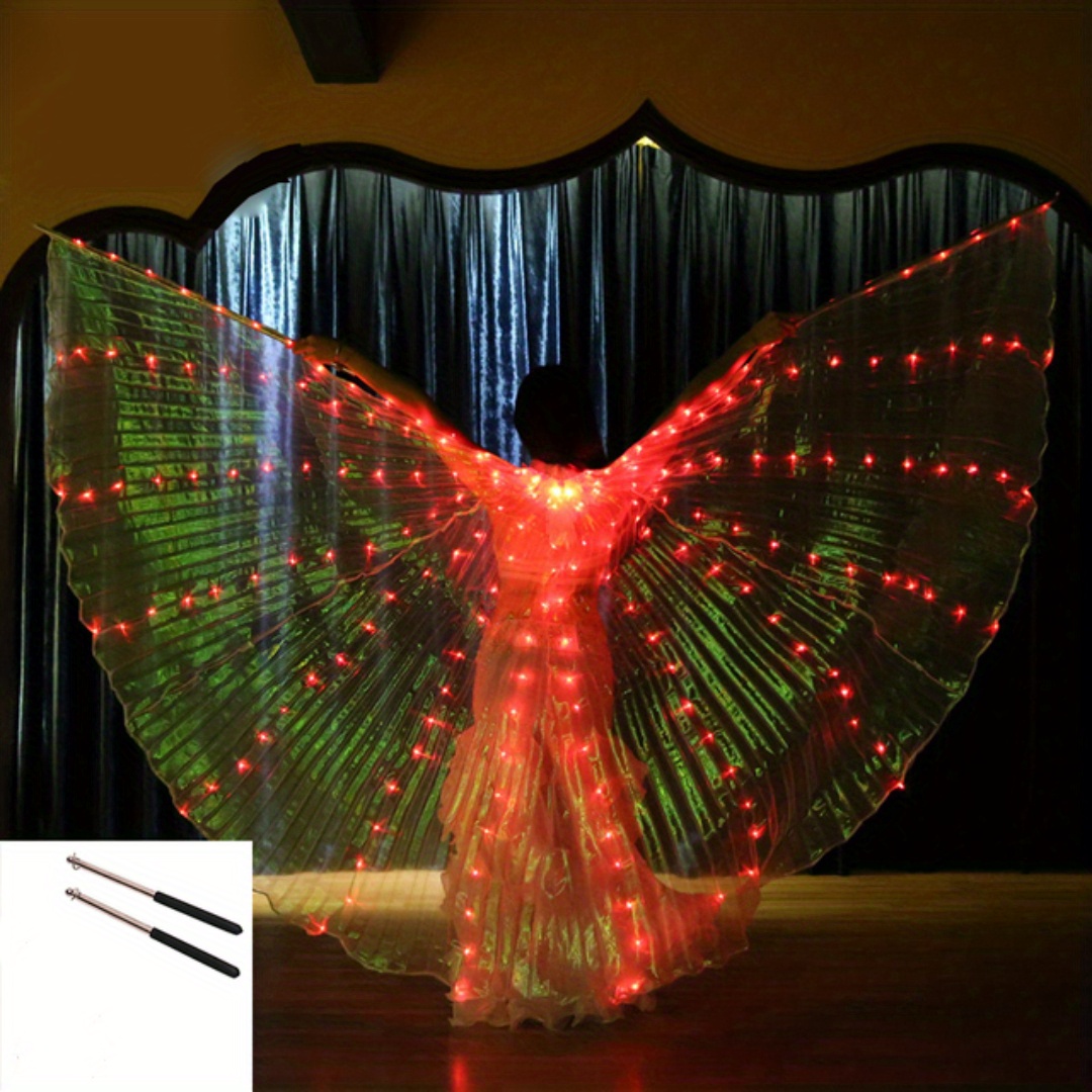 Alas LED para mujer, alas de hadas, barra, danza del vientre, iluminación  de escenario, rave 360 grados, accesorios de rendimiento LED alas de baile  Butterfly alas, capa de danza alas de isis (