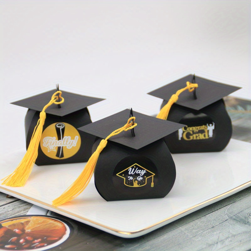 Graduation Candy Boxes, Black Golden Congrats Grad Goodie Boxes ...