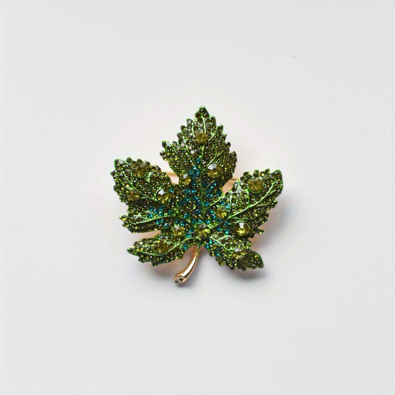 Maple Leaf Rhinestone Brooch, Vintage Design