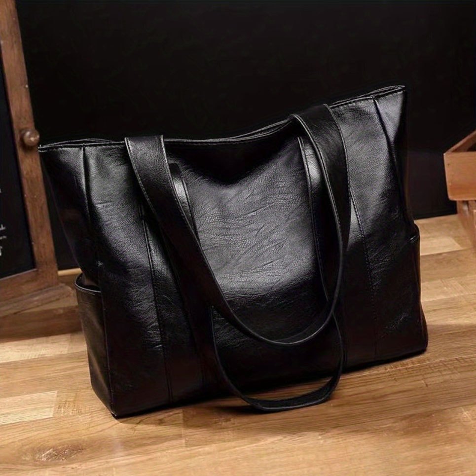 Minimalist Shoulder Tote Bag Black Vintage