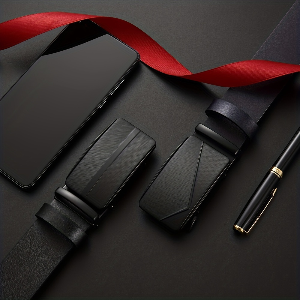  Cinturones de diseñador para hombre Cinturón de trinquete de  moda de cuero con hebilla deslizante automática, Negro y marrón : Ropa,  Zapatos y Joyería