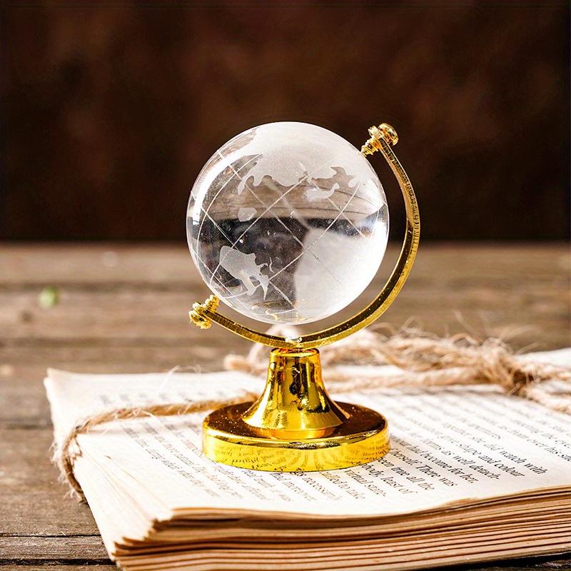 1Pc Mini Globe Terrestre En Cristal Disponible En Doré Ou Argenté Globe De  Bureau Créatif Globe En Cristal 3D Faveur Artisanat Ornements De Bureau À D
