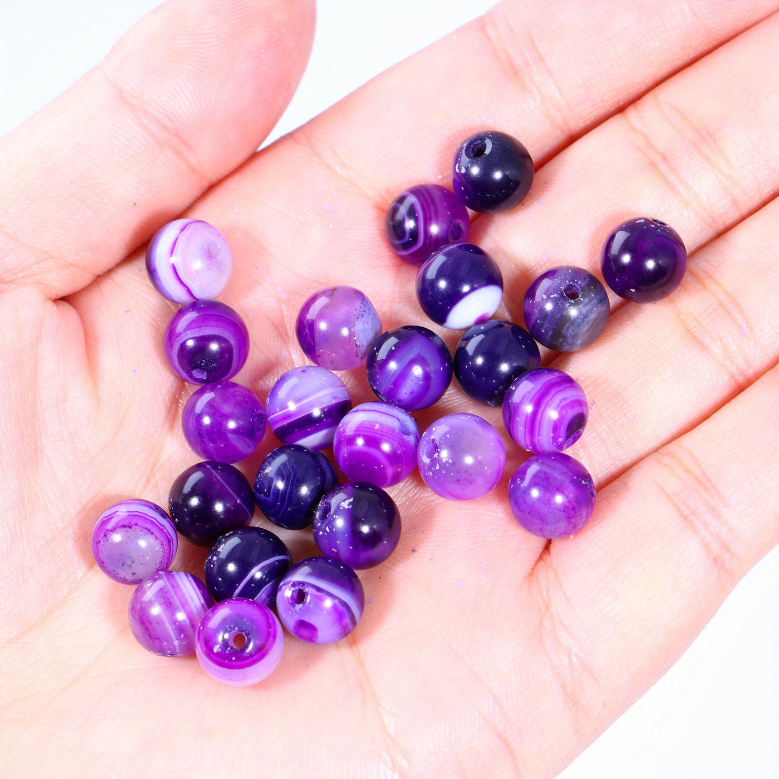 Natura Purple Agate Beads Bracelet 10mm