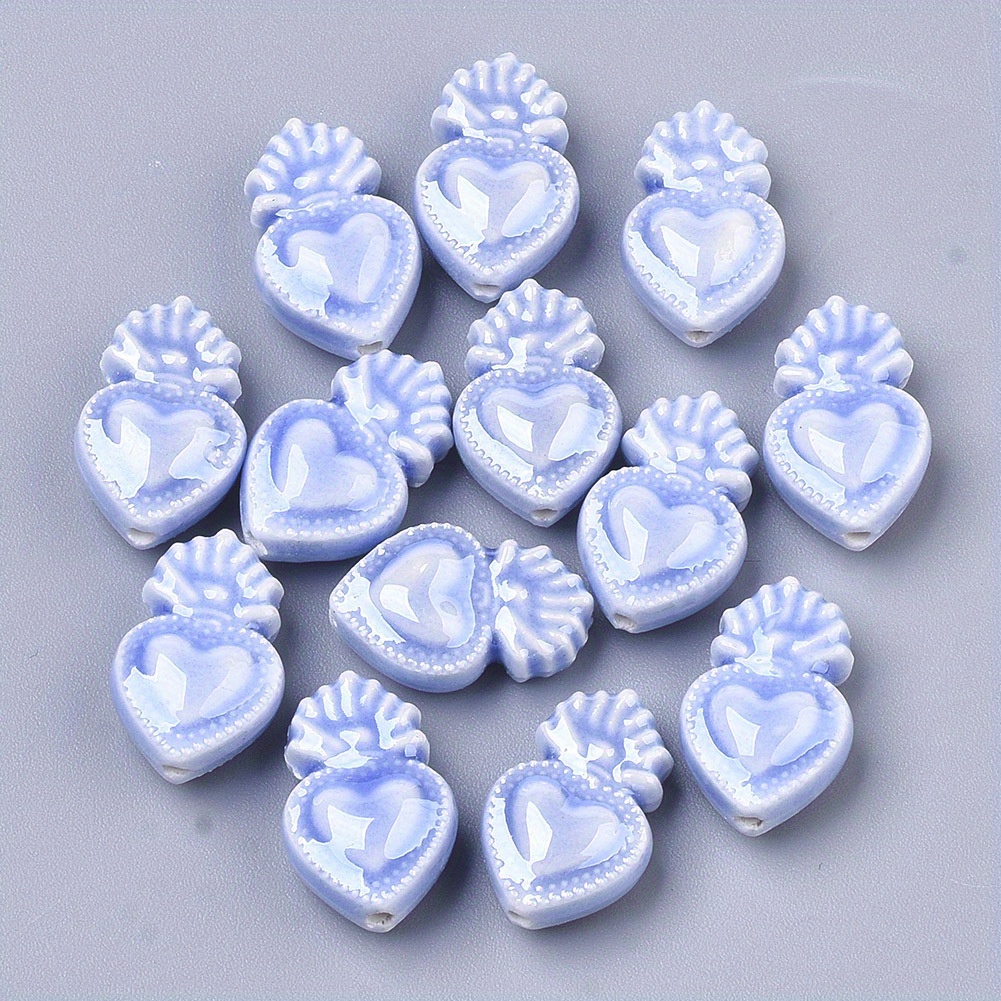 10/20pcs Handmade Porcelain Heart Shape Beads for DIY Jewellery Making