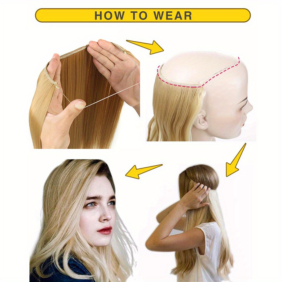 Halo Hair Extensions Synthesis Line Type Hair Extensions Temu