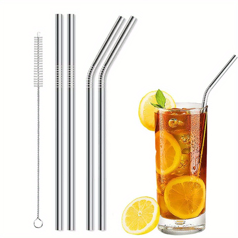 Colorful Eco Friendly Reusable Drinking Straw Metal 304 Stainless Steel  Straws with Brush for Drinkware Bar Cocktail Accessory