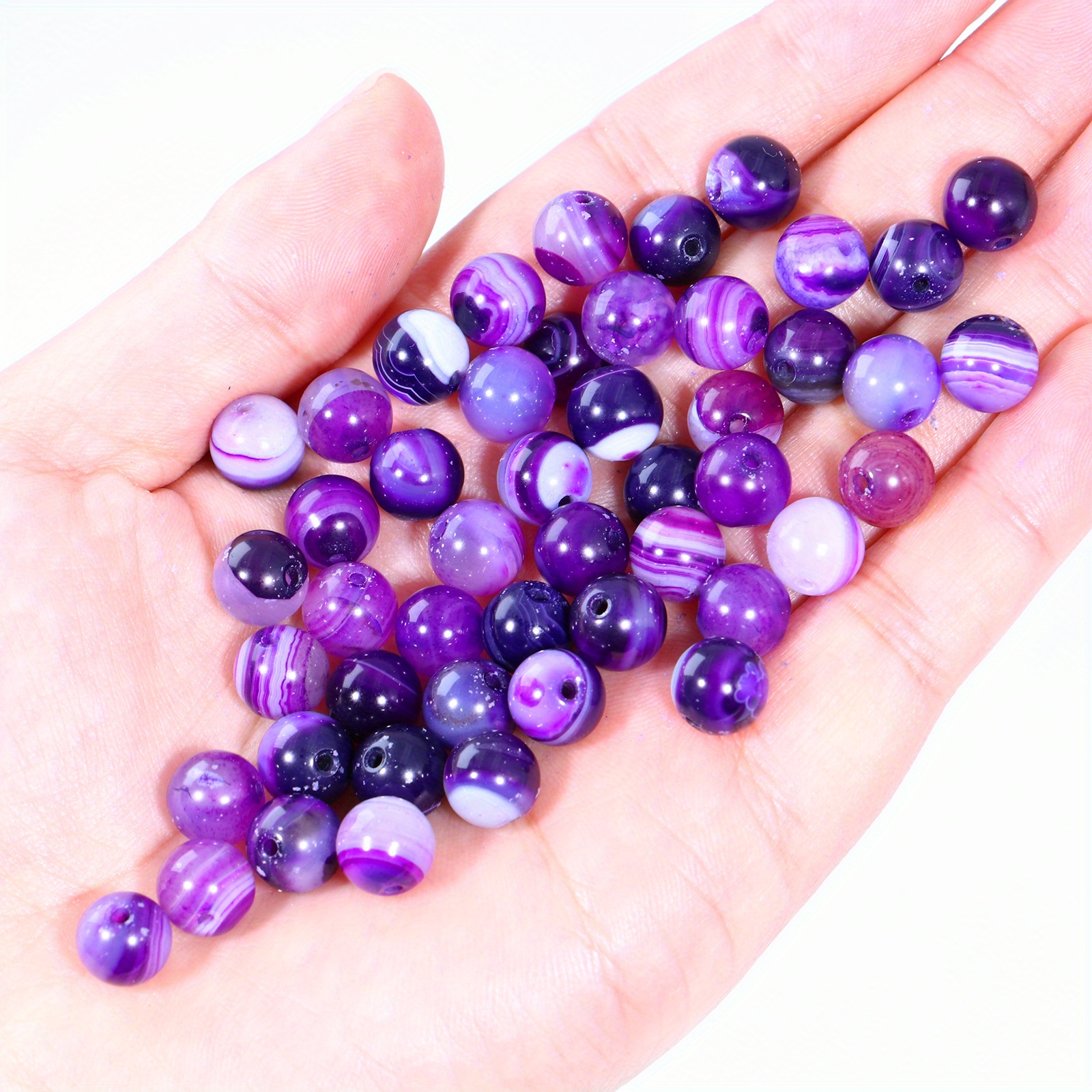 Natura Purple Agate Beads Bracelet 10mm
