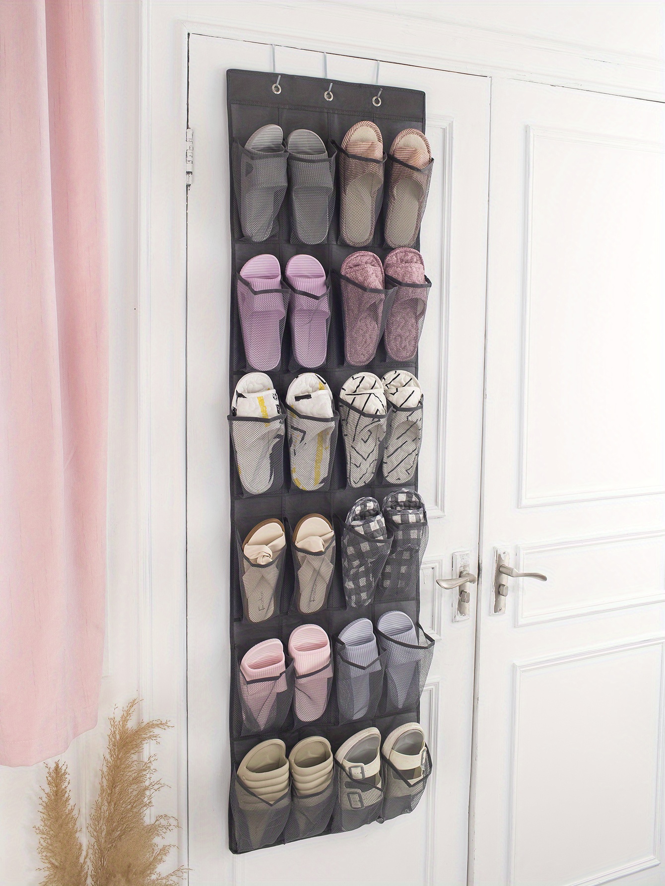 24 Grid Wall-mounted Shoes Organizer Rack Over Door Hanging Storage Holder  Rack Bedroom Closets Shoes