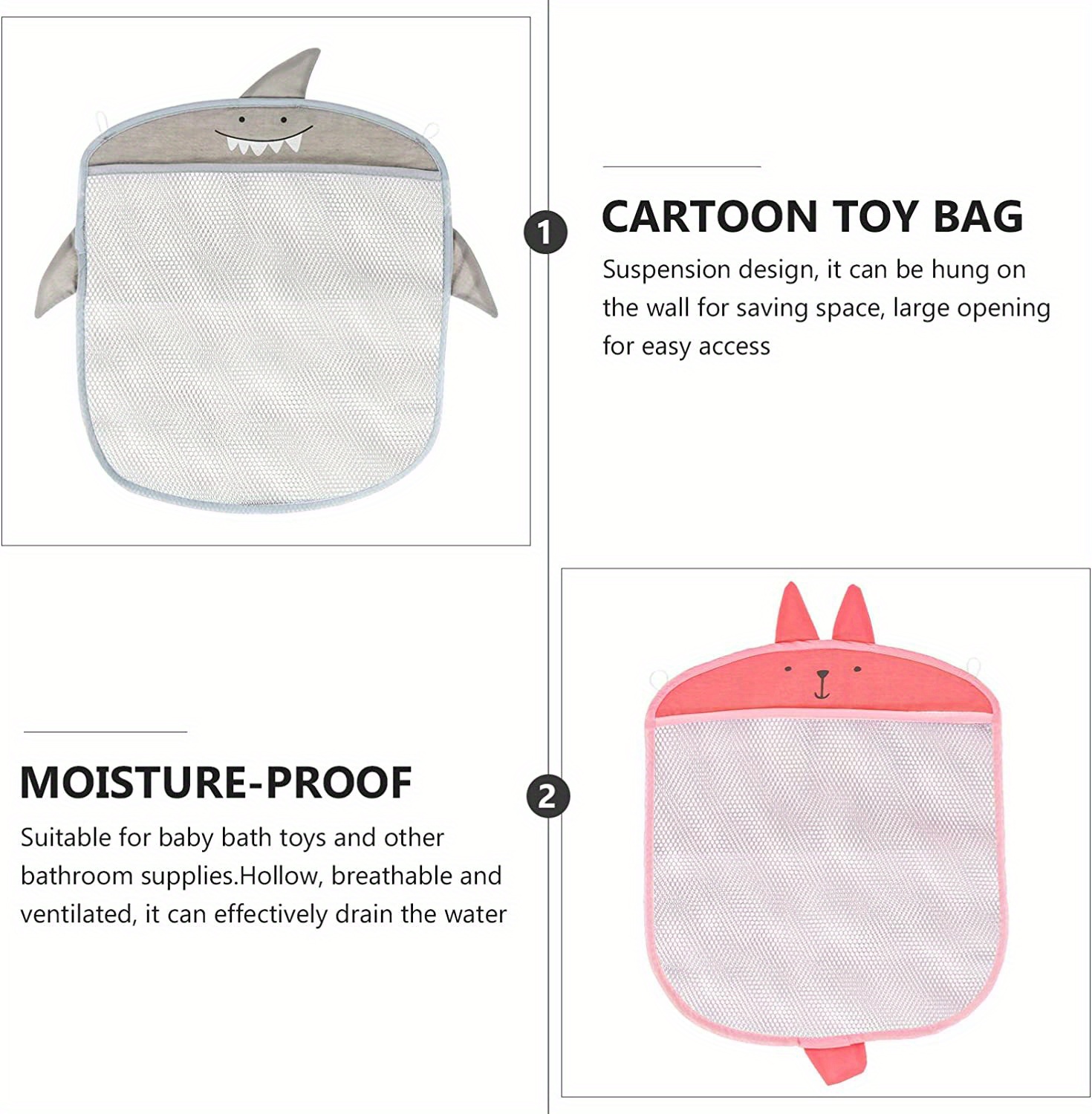 bathroom mesh bag sucker design for bath basket cartoon animal shapes cloth sand storage net bag details 2