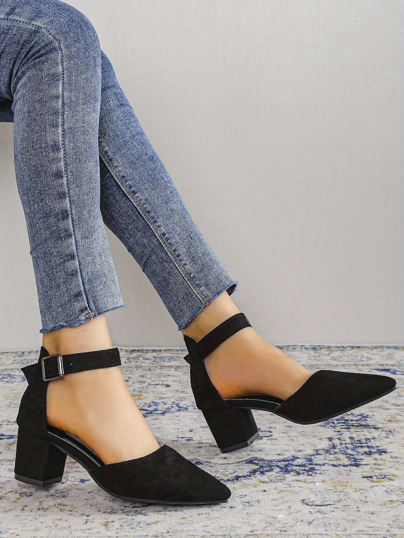 pointed toe chunky heels with ankle strap