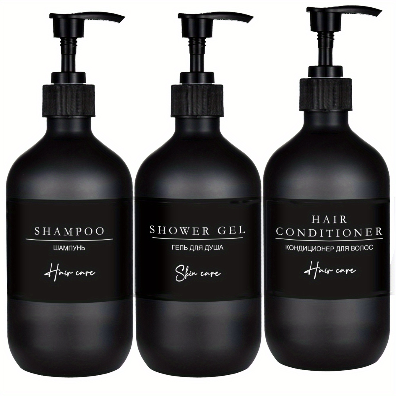 TEMU 3er-Set Shampoo, Spülung, Duschgel | PET-Badezimmer-Spenderflaschen, Kunststoff, freistehend, kein erforderlich