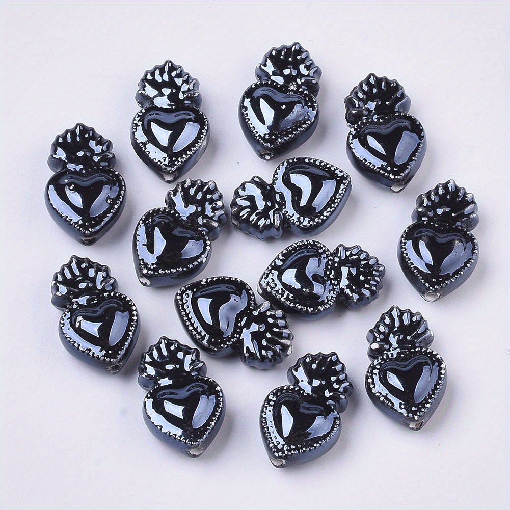 10/20pcs Handmade Porcelain Heart Shape Beads for DIY Jewellery Making