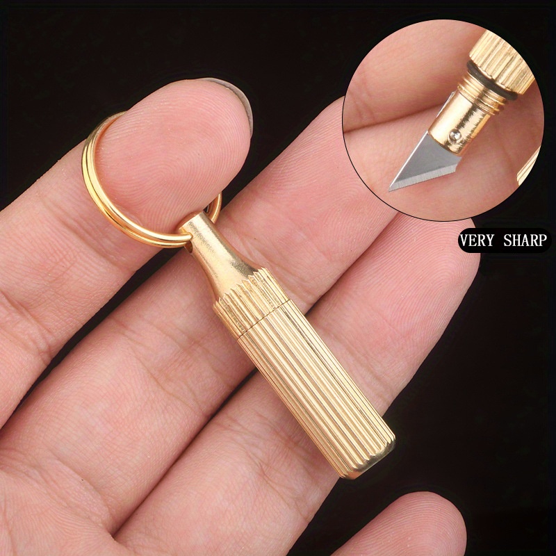 Mini Brass Capsule Pocket Knife Multifunctional Portable Keychain Knife