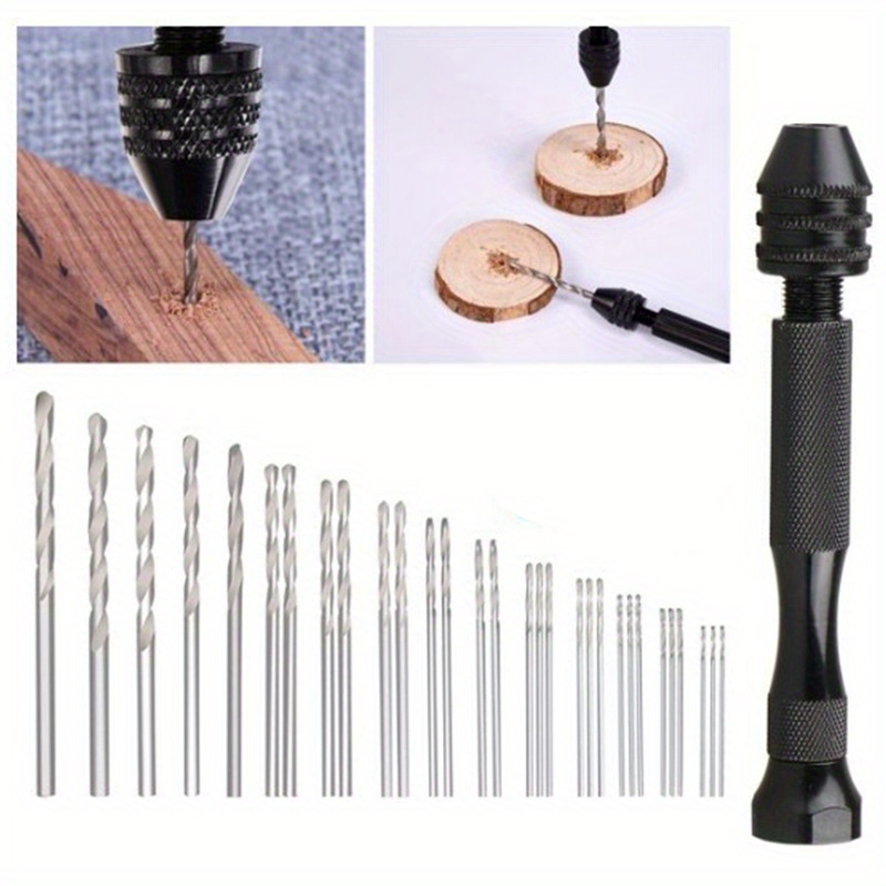 Pin Vise Small Hand Drill for Jewelry Making - Craft911 Manual Craft Drill  Sharp HSS Micro Mini Twist Drill Bits Set for Resin, Rotary Tools for Wood,  Jewelry, Plastic, Miniature - Golden