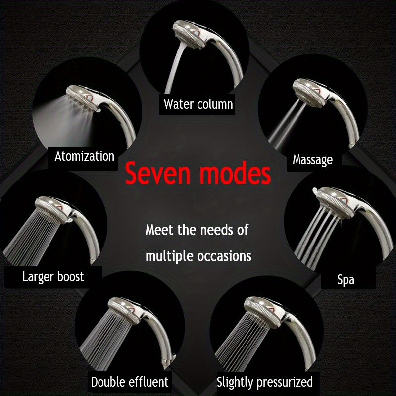 Abs 7 Function Shower Head Multifunction Adjustable Increase Pressure
