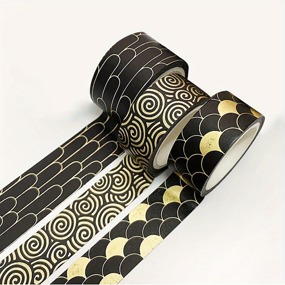 Skinny Washi Tape Set Black Golden Decorative Tapes For - Temu