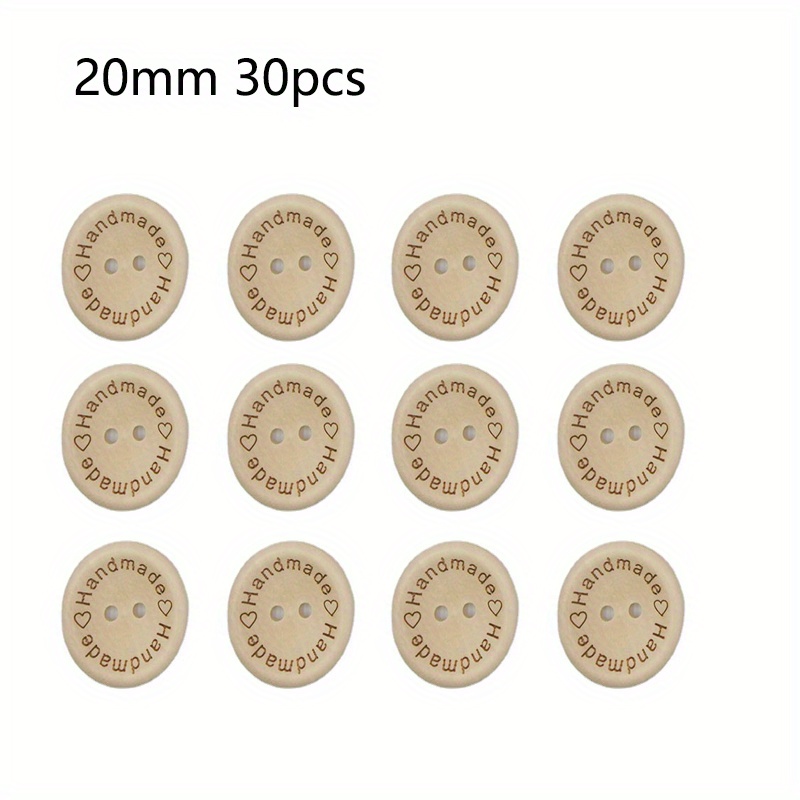  100pcs Handmade with Love Buttons Wood Wooden 2 Holes Buttons  for Sewing DIY Crafts Project 15MM / 0.6 in