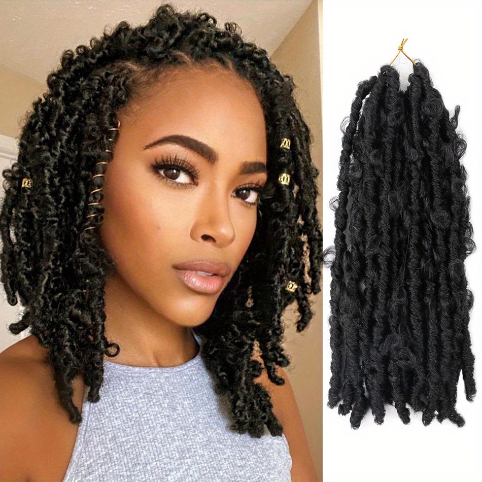 Synthetic Butterfly Locs Crochet Hair Extensions Ombre Brown - Temu ...