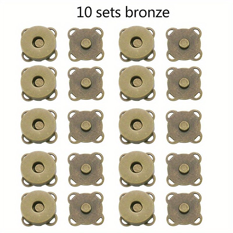 20 Sets 18mm 3/4 Round Magnetic Snaps Bag Button Clasps Closure Purse  Handbag with Washer Gold