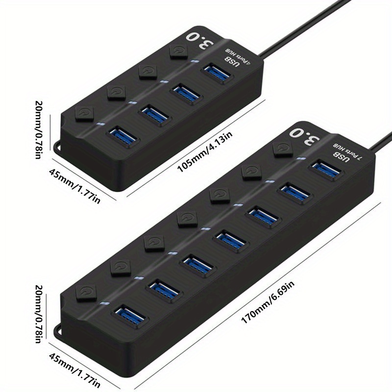 WirePC - Hub USB de 3 puertos USB 2.0 y 1 puerto USB 3.0