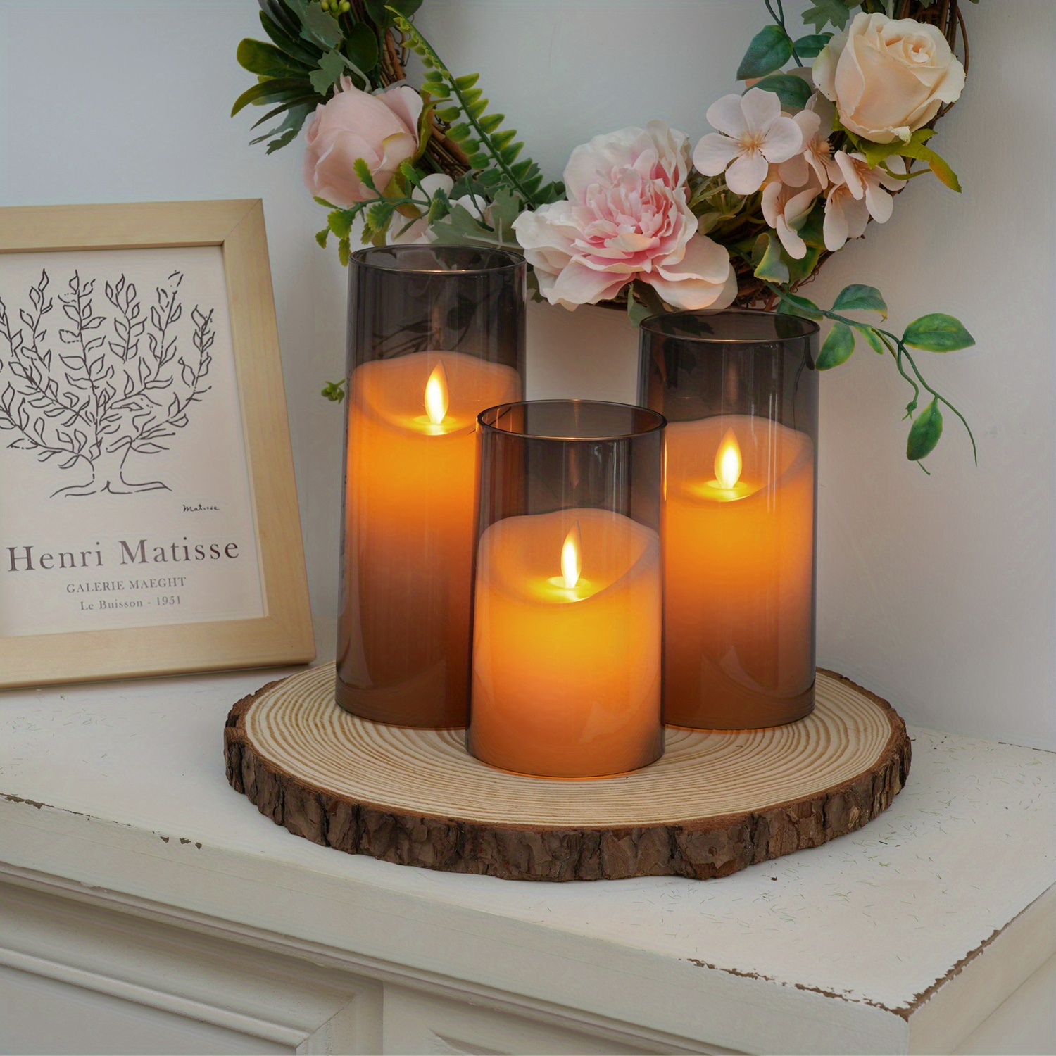 3pcs Gray Flameless Candles Flickering Moving Flame Battery Temu