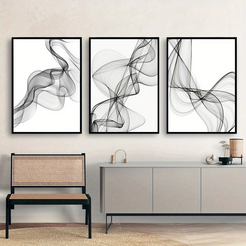 3pcs/set Minimalist Lines Poster Canvas Prints For Living Room Home Decor - Abstract Art For Interior Wall Art Pictures - Needed