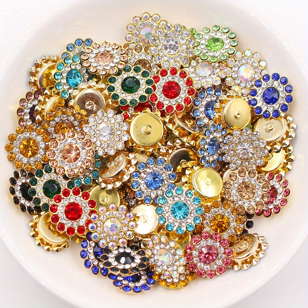 Sun Flower Claw Rhinestones Mix Color Flatback Sewing Gold Base Shiny  Crystals Stones Sew On Rhinestones