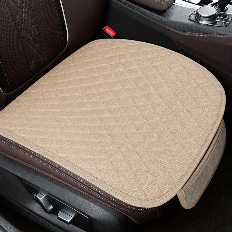AutoTrends Luxury Linen & Faux Leather Seat Cushion with Pocket