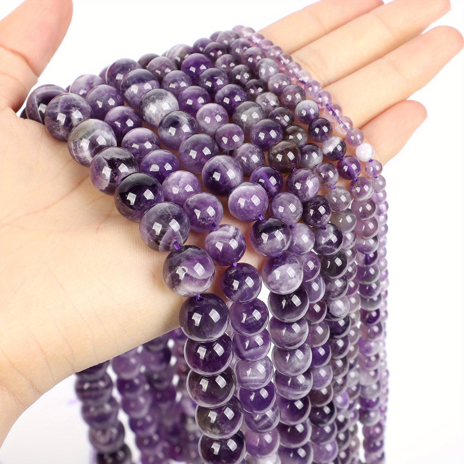 Natural Stone Beads Fantasy Amethysts Agates Round Loose - Temu