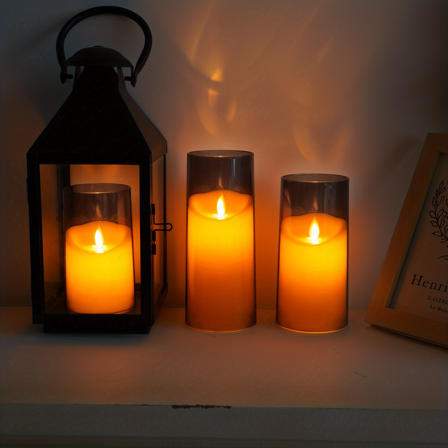 3pcs Gray Flameless Candles Flickering Moving Flame Battery Temu