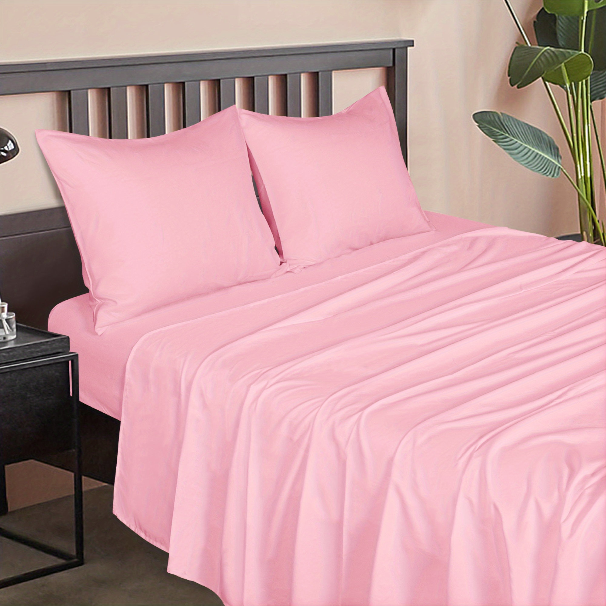 3 4pcs Fitted Sheet Set Soft Comfortable Bedding Set For Bedroom Guest 